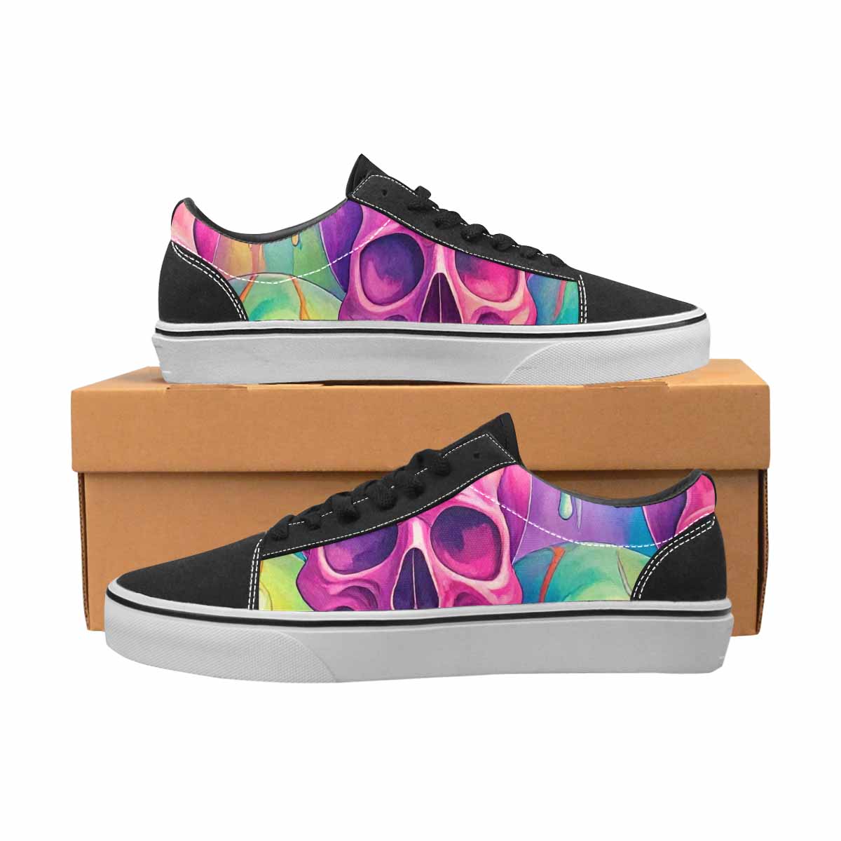 WOMEN'S Candy Color Dripping Skulls Canvas Lace-Up Vibrant Chaos Sneakers
