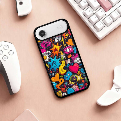 iPhone 17 Air Case — Bold Sticker Collage Icon Pattern Original, Personalized Phone Case