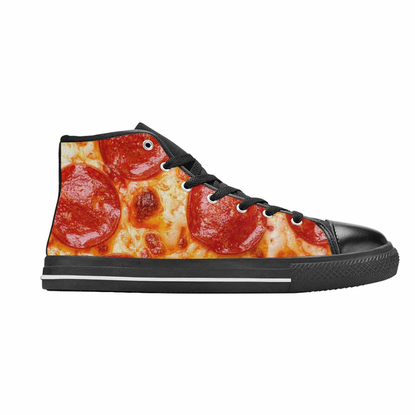 WOMEN'S Pepperoni Pizza Print High Top Canvas Surreal Shoes