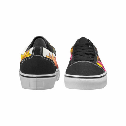 WOMEN'S Sunflowers Black & Pink Ink Canvas Unique Print Y2K Shoes