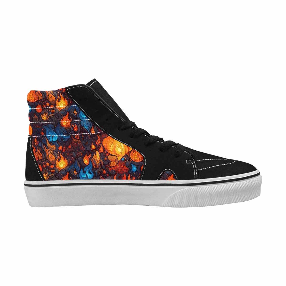 WOMEN'S Fire Flame High Top Canvas Neon Fantasy Custom Sneakers