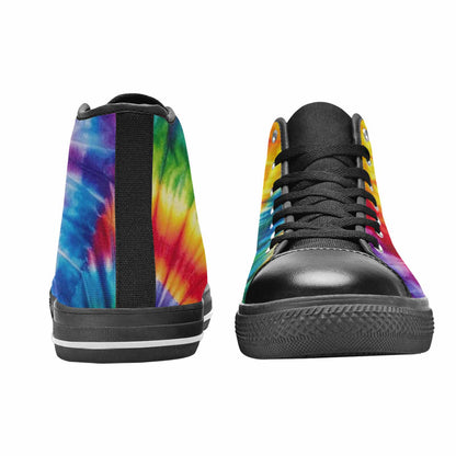 MEN'S Rainbow Spiral Tie Dye Alt High Top Canvas Vibrant Chaos Custom Shoes