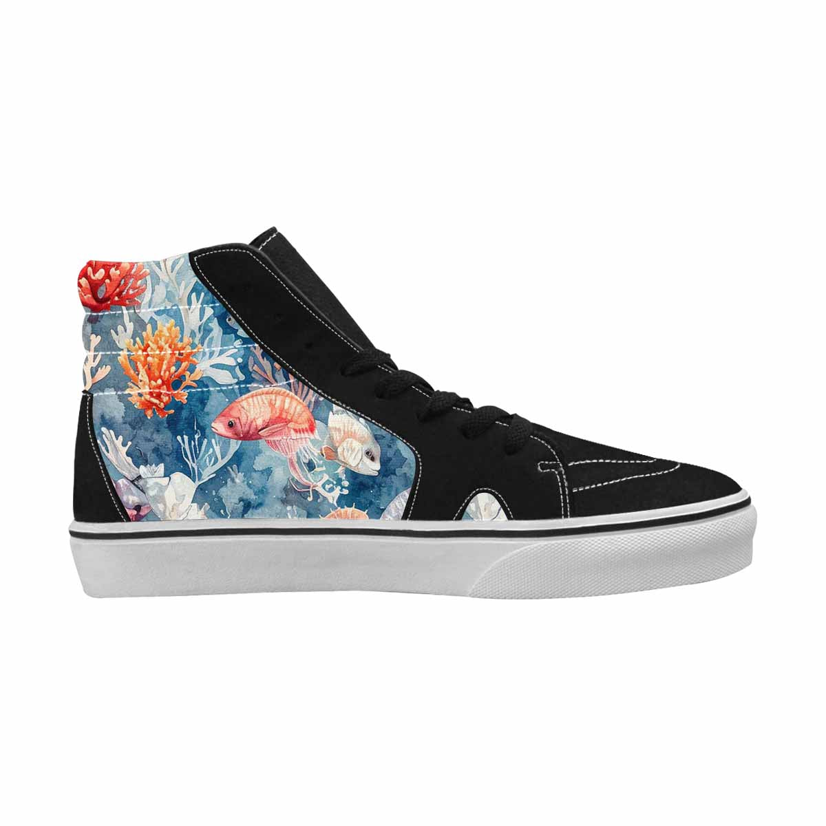 WOMEN'S Fish Scale Coral High Top Canvas Surreal Custom Shoes
