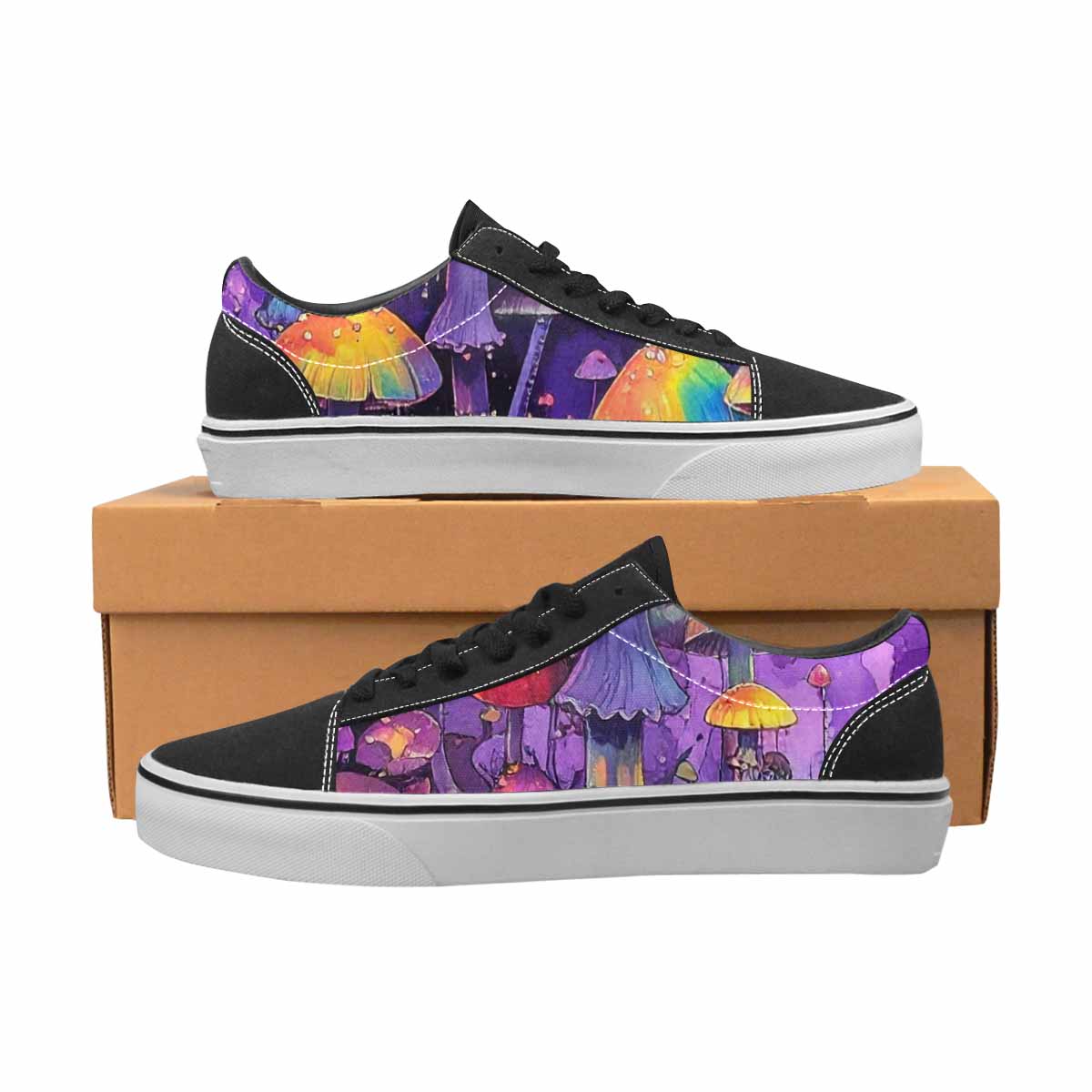 WOMEN'S Rainbow Drip Mushrooms Lace-Up Canvas Y2K Custom Shoes