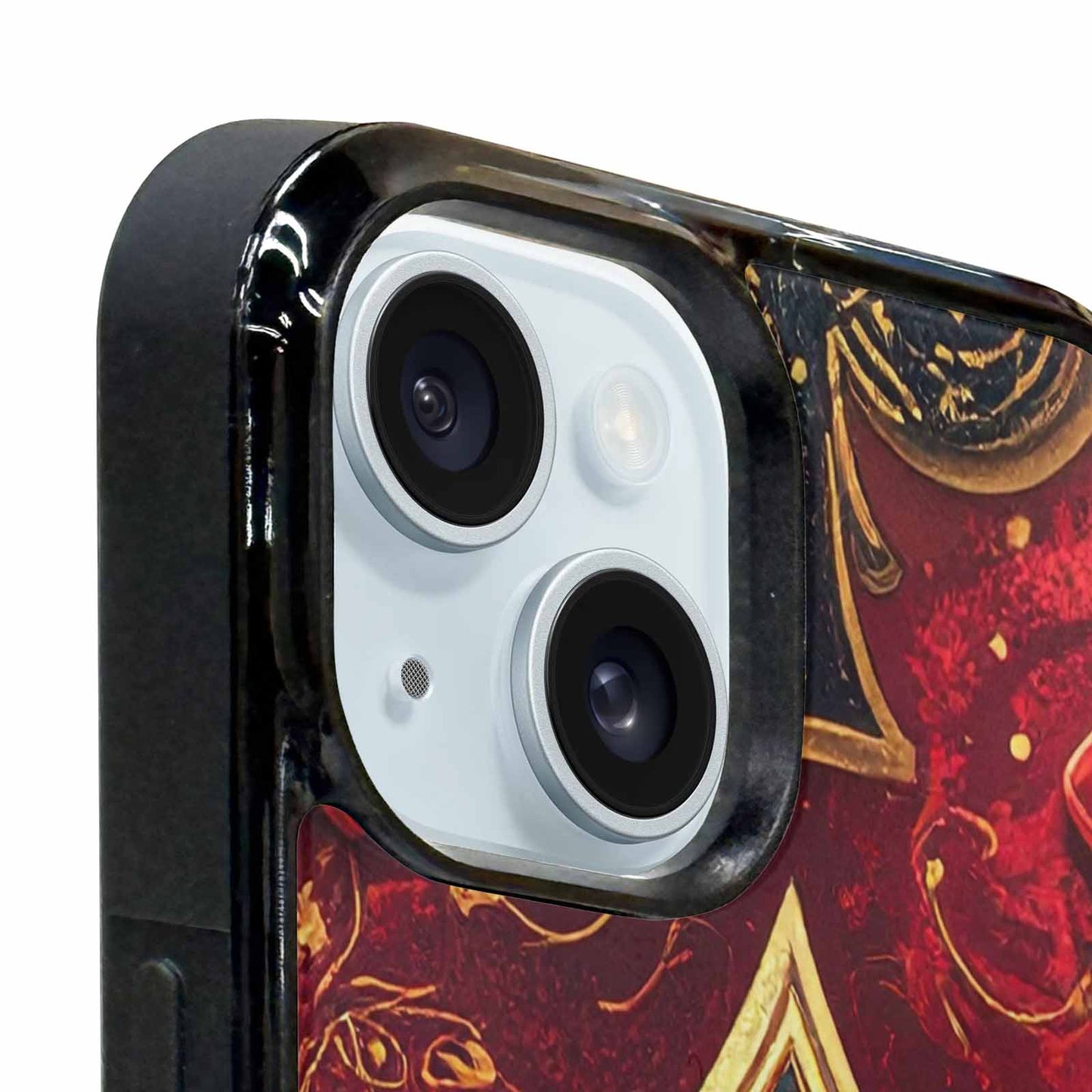 iPhone 15 Plus Case — Playing Card Suits Pattern Poker Chips, Custom Art Phone Cover