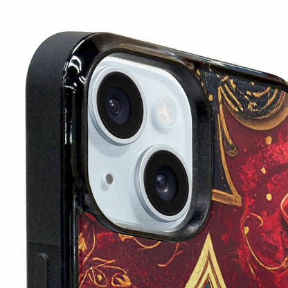 iPhone 15 Plus Case — Playing Card Suits Pattern Poker Chips, Custom Art Phone Cover