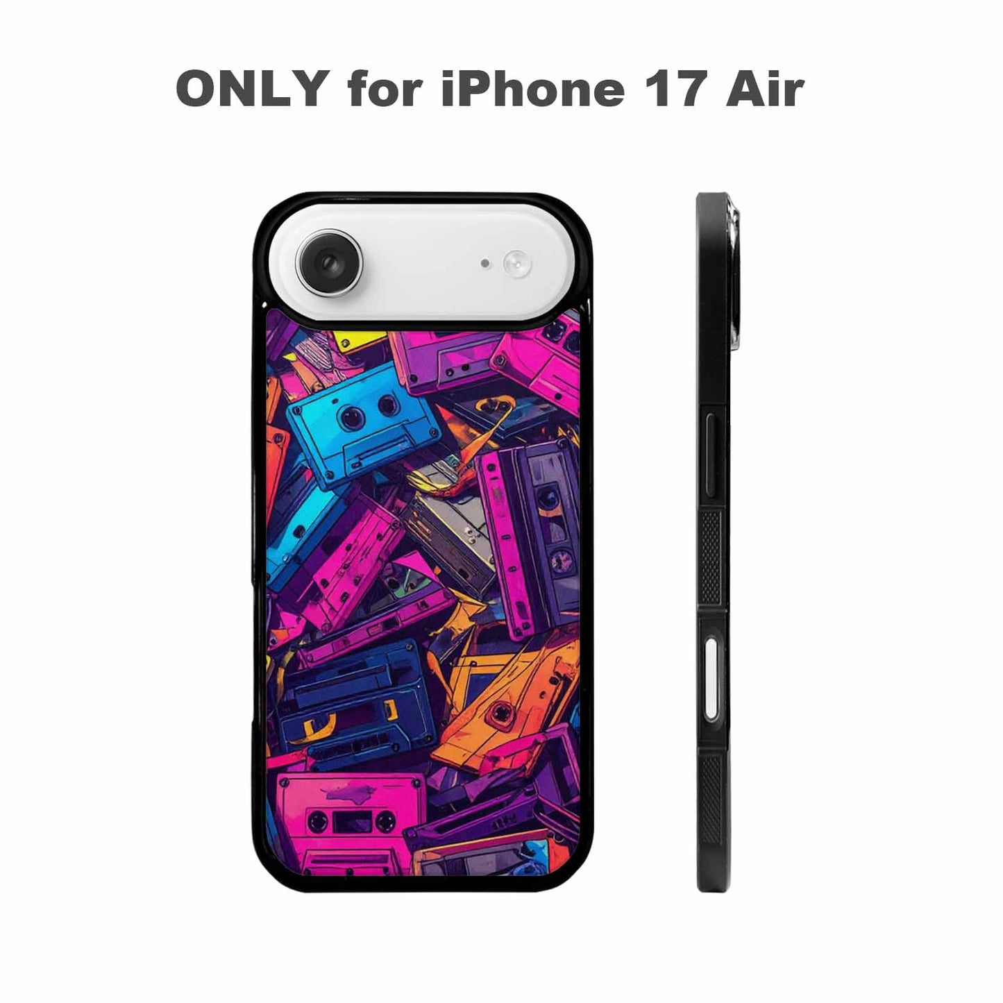 iPhone 17 Air Case — Retro Cassette Tape Pattern Hundreds Retro, Custom Phone Case