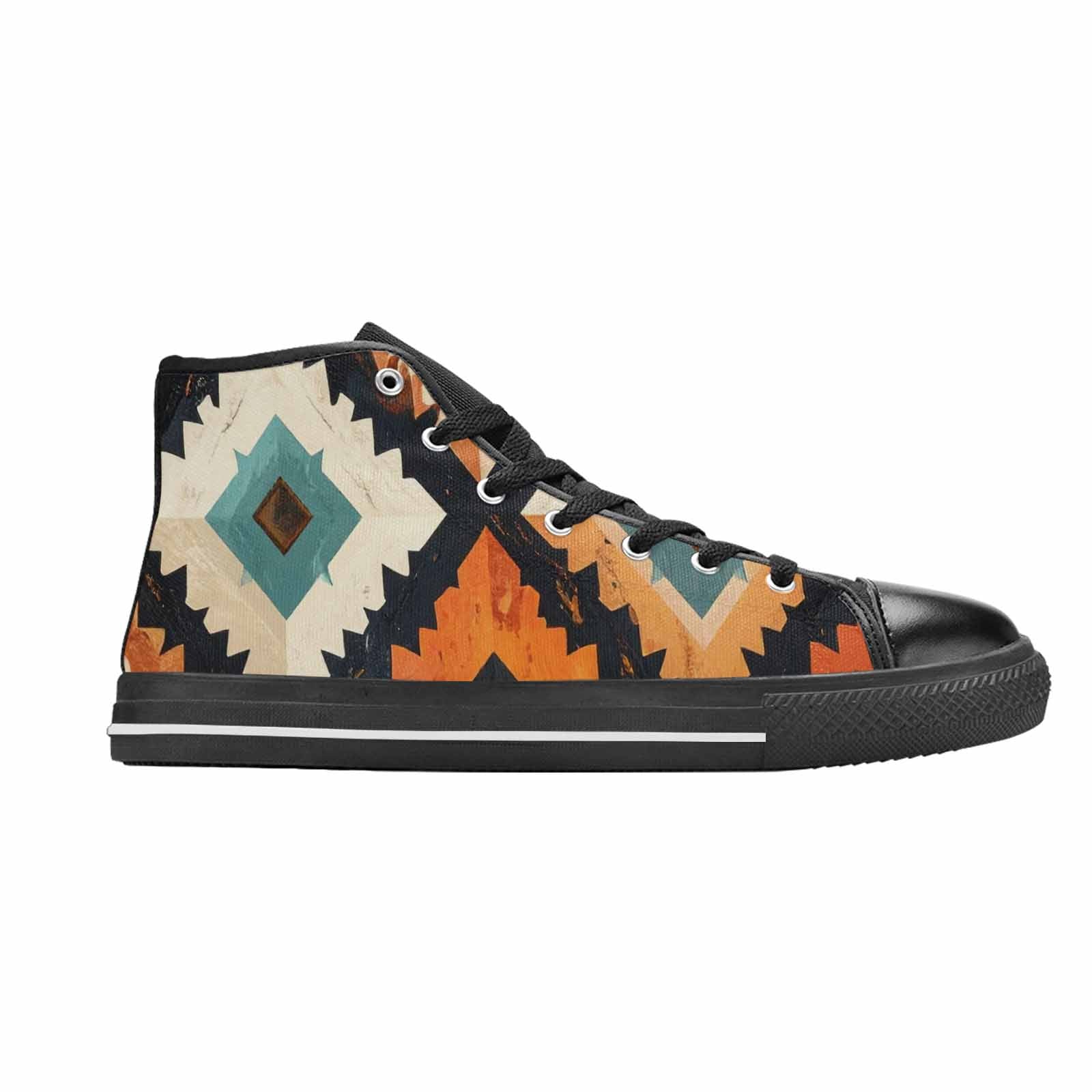 WOMEN'S Southwestern Geometric Diamond High Top Canvas Cottagecore Custom Shoes