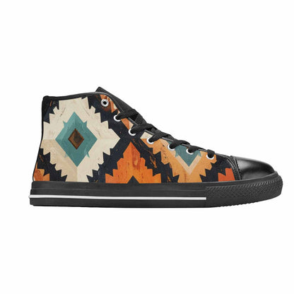WOMEN'S Southwestern Geometric Diamond High Top Canvas Cottagecore Custom Shoes
