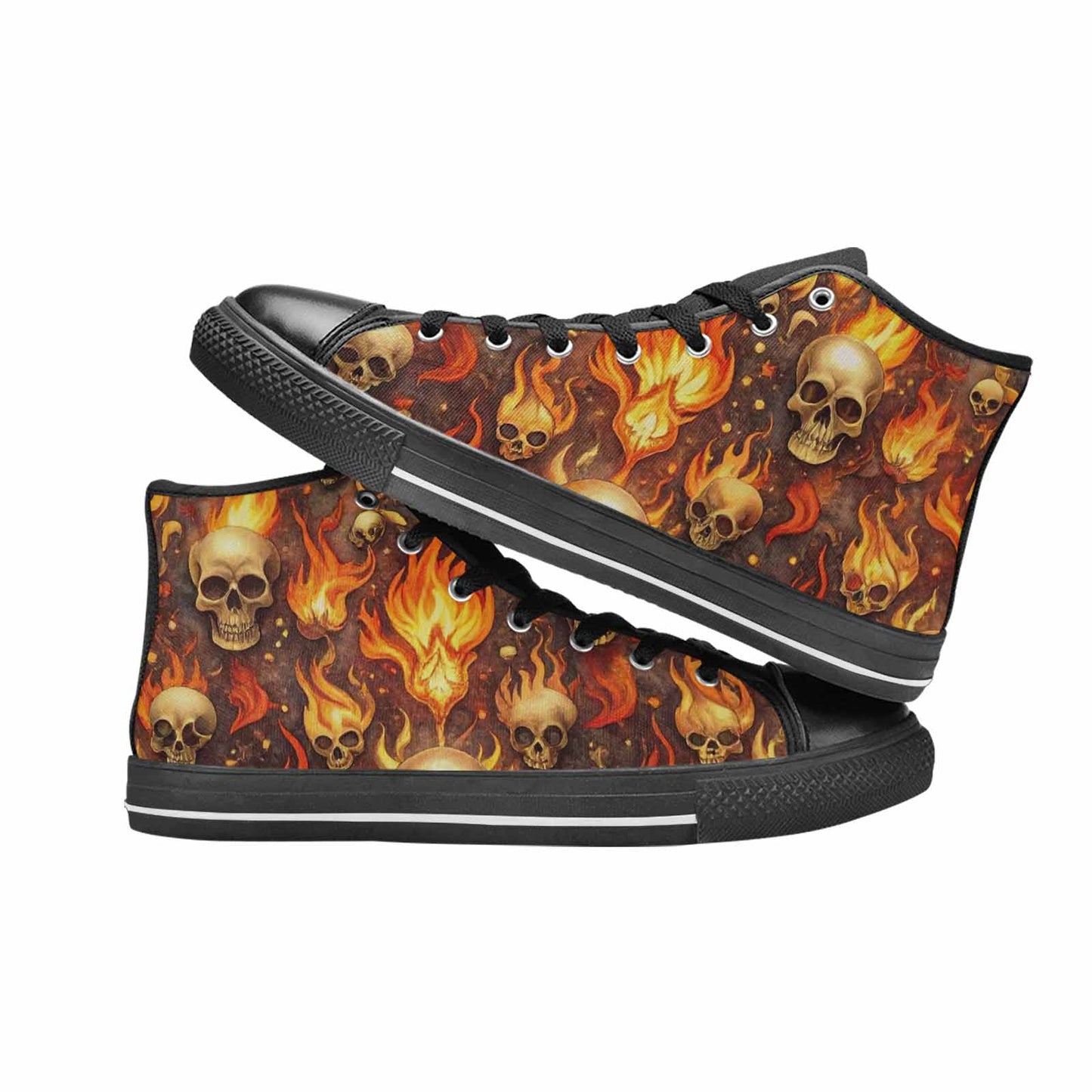 MEN'S Skulls - Flaming High Top Canvas Y2K Sneakers