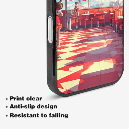 iPhone 16 Case — 1950s Diner Cartoon Art Pattern, Custom Print Case Cover