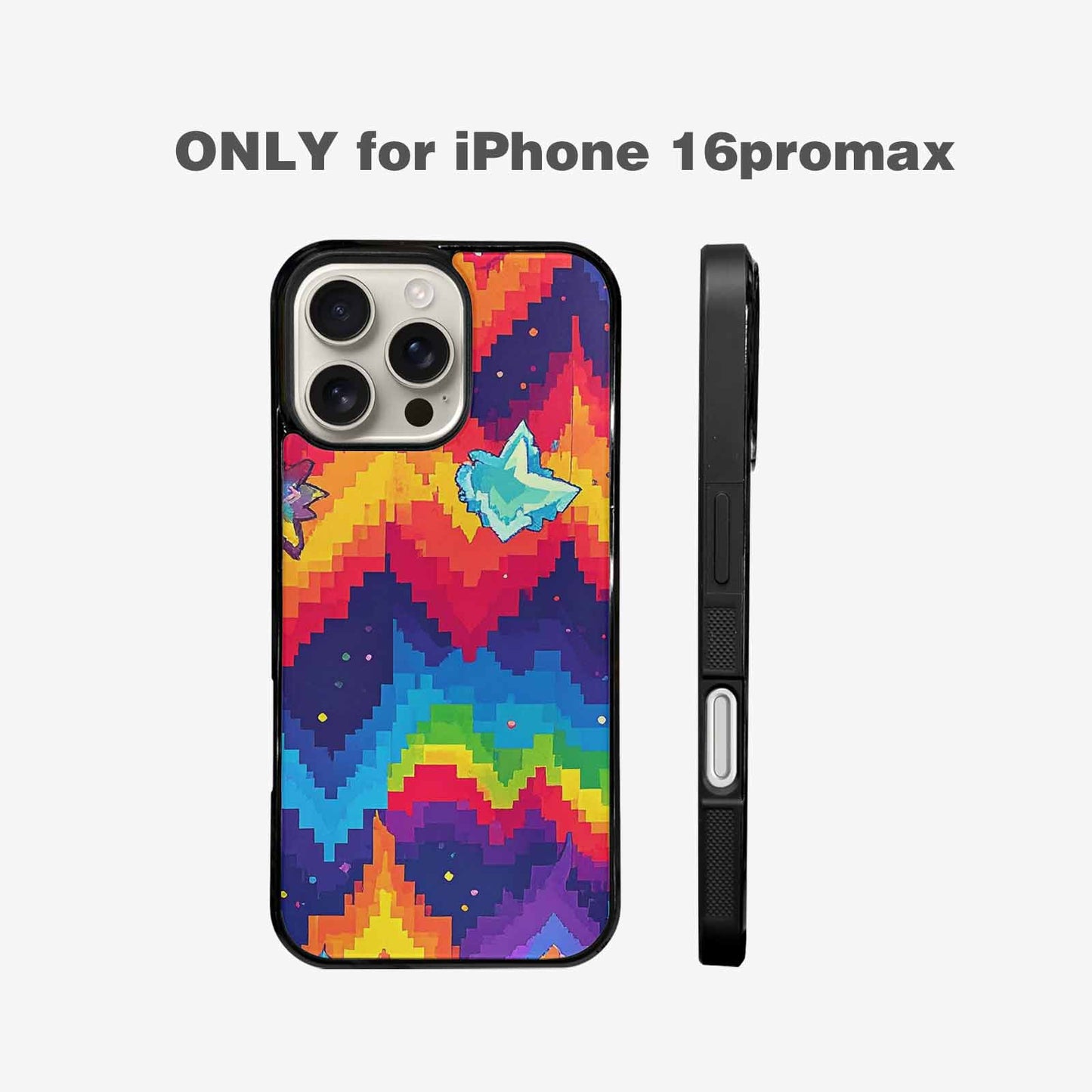 iPhone 16 Pro Max Case — Pixel Art 8 Bit Burst Pattern, Custom Art Phone Cover
