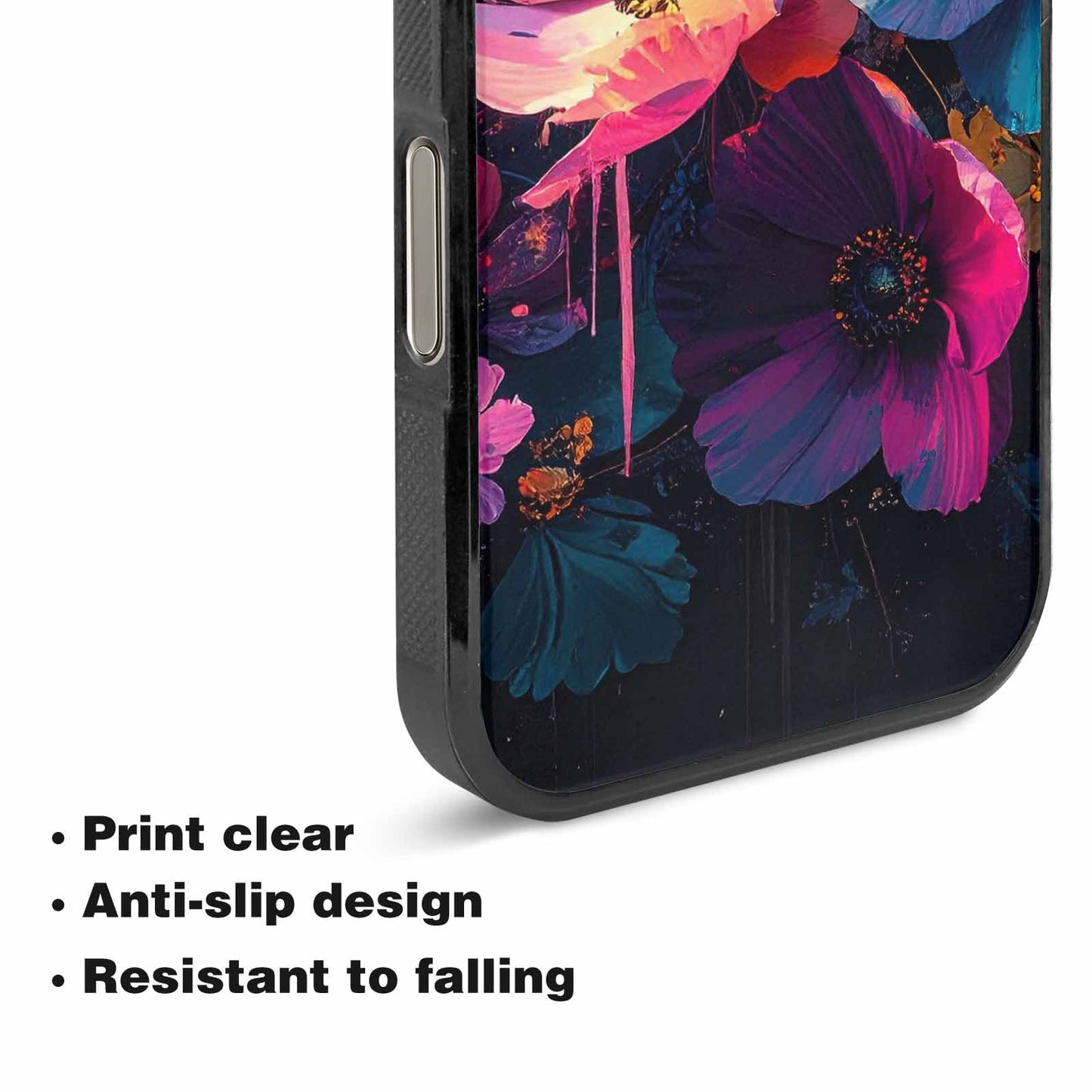 iPhone 16 Pro Max Case — Shadowy Glitch Floral Pattern Hundreds Of, Custom Made Phone Cover