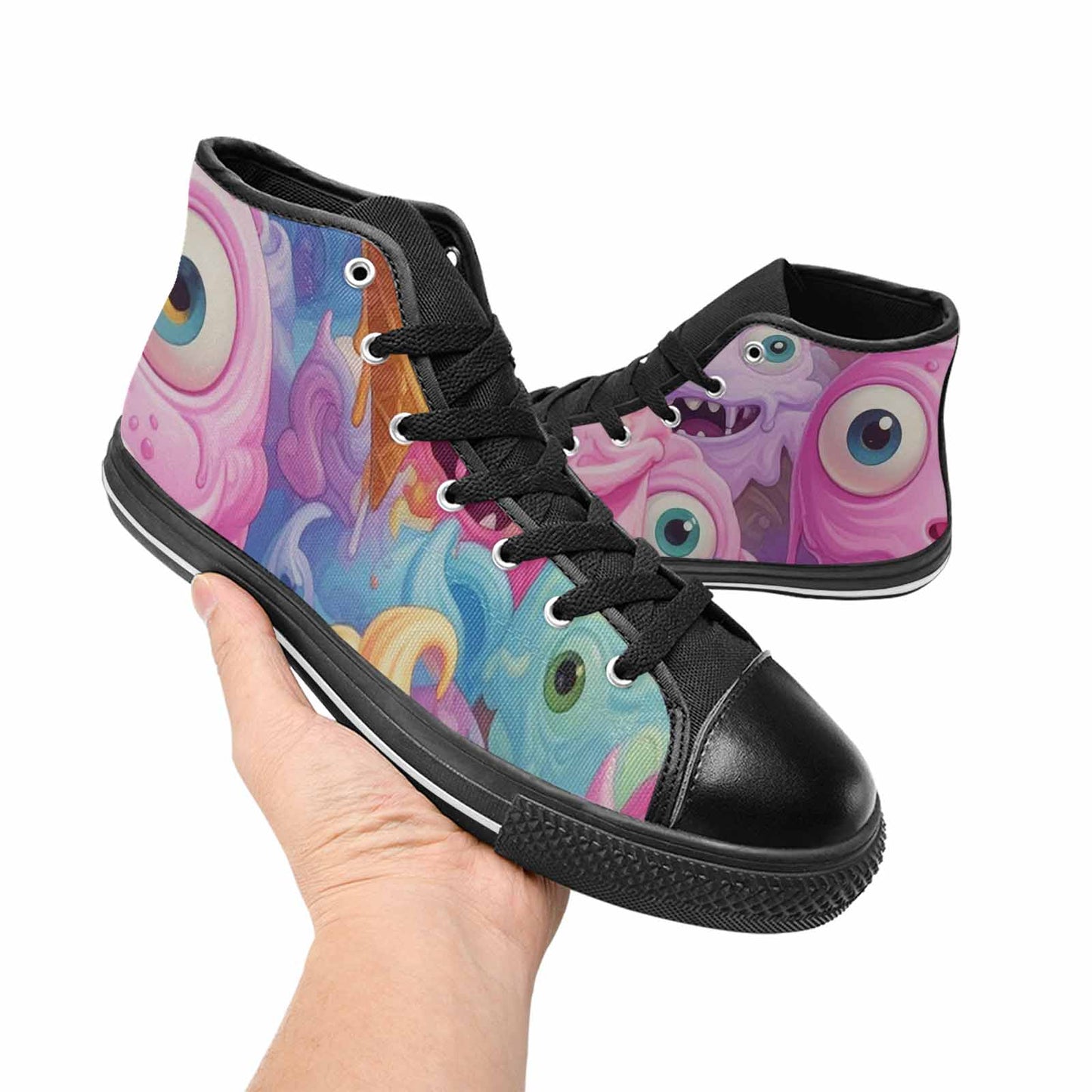 WOMEN'S Melting Icecream Cone Monster High Top Canvas Dreamcore Custom Sneakers