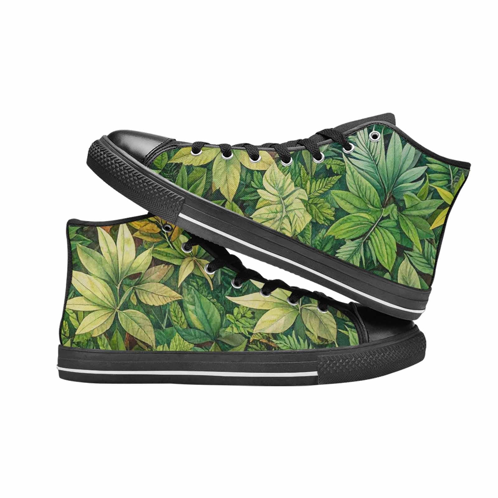MEN'S Seven-Point Palmate Leaf High Top Canvas Grunge Sneakers