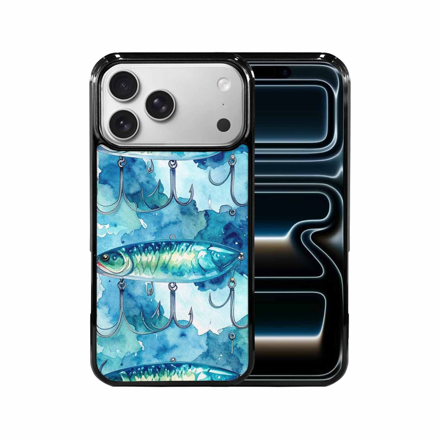 iPhone 17 Pro Max Case — Fishing Lure And Hook Watercolor Abstract, Customized Protective Case