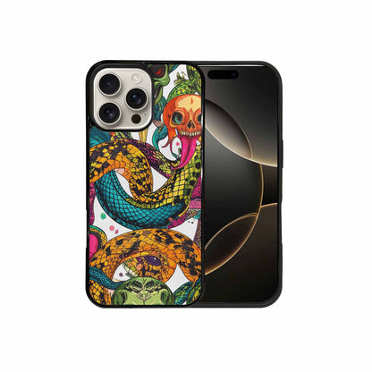 iPhone 16 Pro Max Case — Snake Print Skull, Unique Phone Case Design