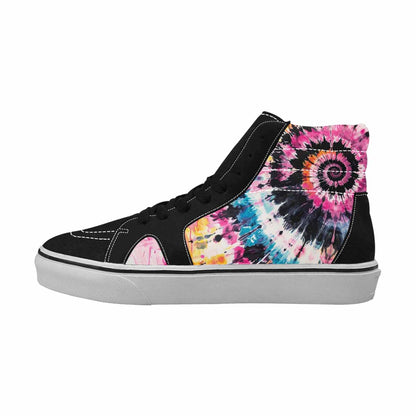 WOMEN'S Tie Dye Black & Pink Ink High Top Canvas Statement Vivid Custom Canvas Shoes