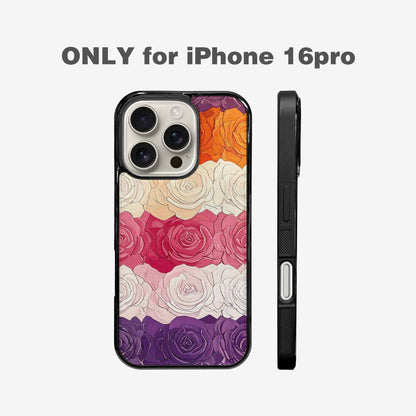 iPhone 16 Pro Case — Lesbian Flag Color Theme Small Rainbow, Original Design Phone Case