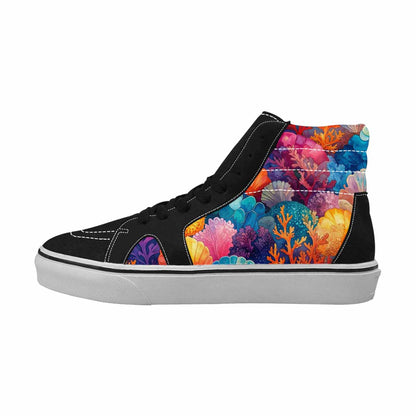 WOMEN'S Fish Scale Coral High Top Canvas Vibrant Chaos Custom Sneakers