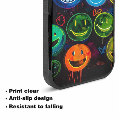 iPhone 15 Plus Case — Smiley Faces Glow Smiley Faces Pattern, Custom Printed Phone Case