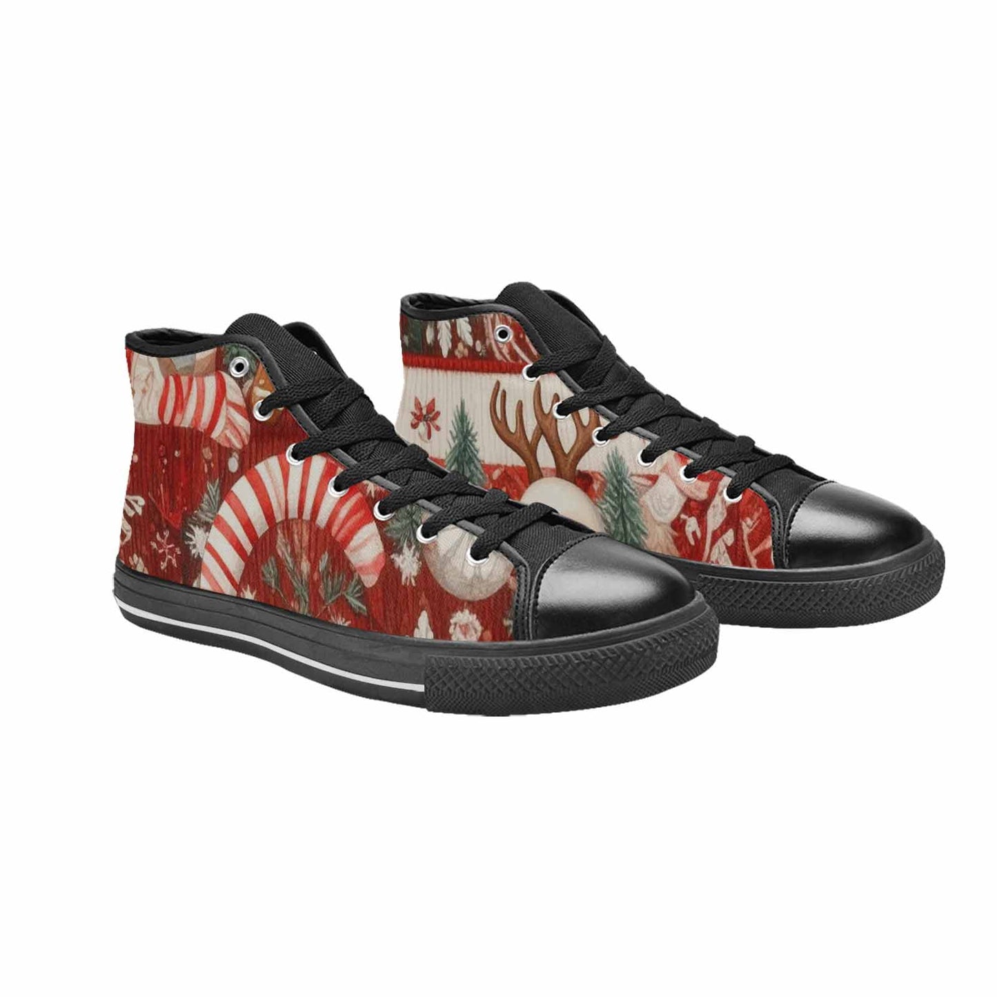 MEN'S Christmas Holly Snowflake High Top Canvas Neon Fantasy Custom Sneakers
