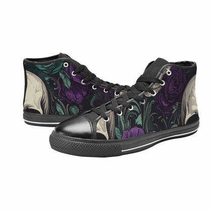 WOMEN'S Skulls Roses Gothic Filigree High Top Canvas Aesthetic Custom Sneakers