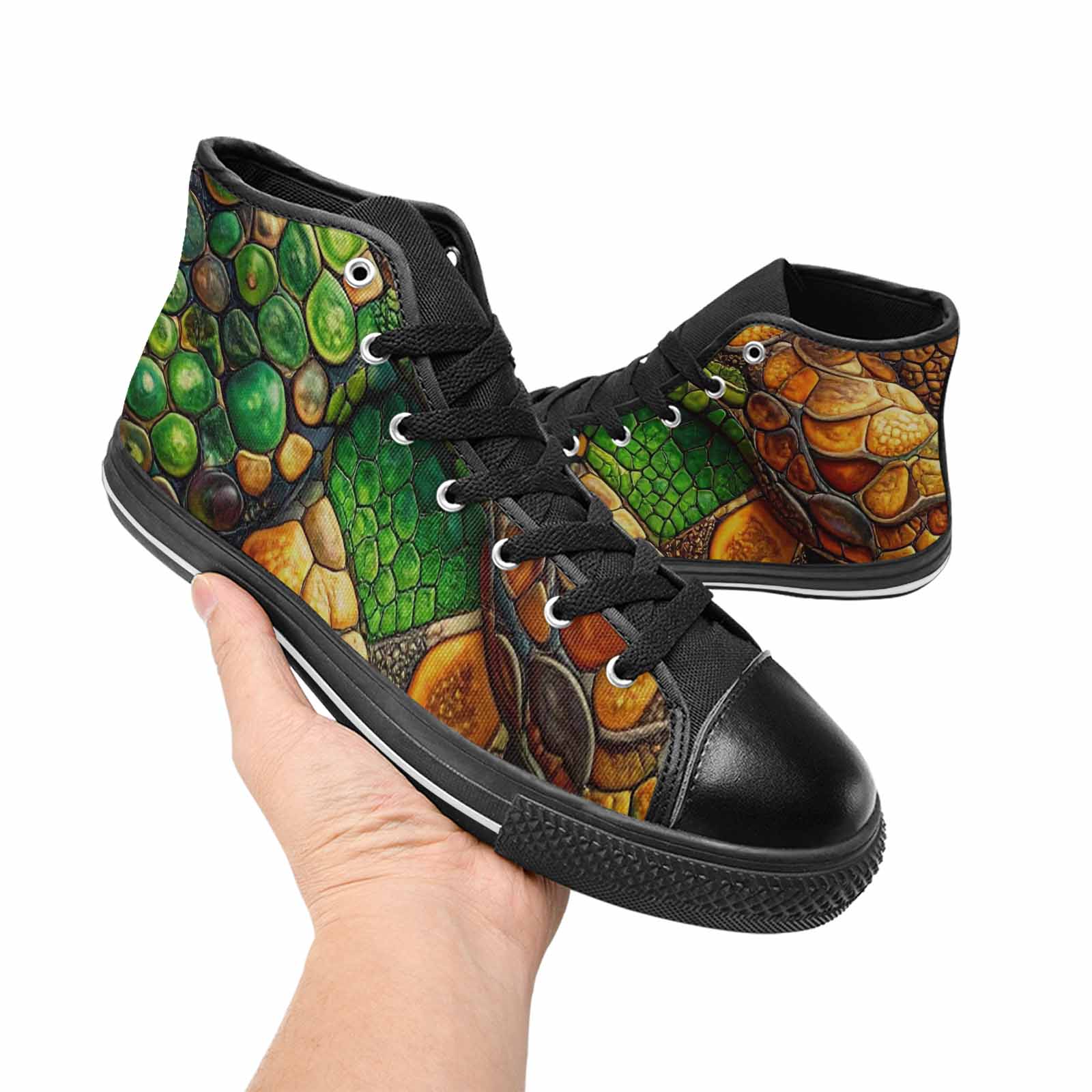 MEN'S Snake Skin Reptile High Top Canvas Aesthetic Custom Shoes