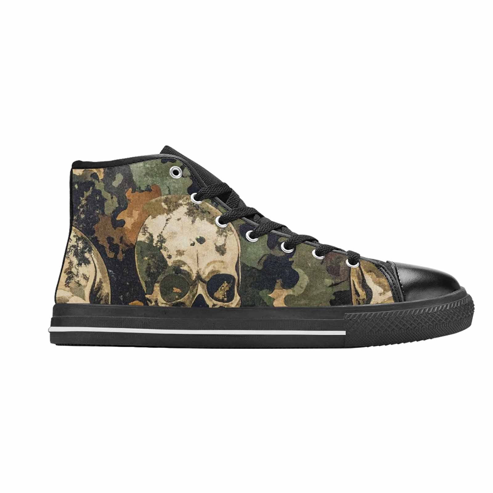 WOMEN'S Military Camo Skull High Top Canvas Vibrant Chaos Custom Shoes