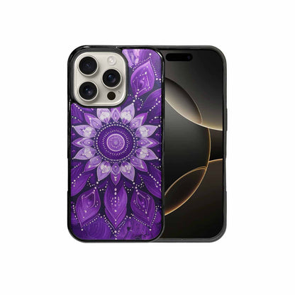 iPhone 16 Pro Case — Purple Mandala Bohemian Print Edge To, Custom Made Phone Cover