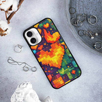 iPhone 16 Plus Case — Pixel Art 8 Bit Burst Pattern, Custom Printed Phone Case