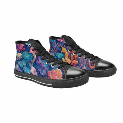 WOMEN'S Fish Scale Coral High Top Canvas Grunge Shoes