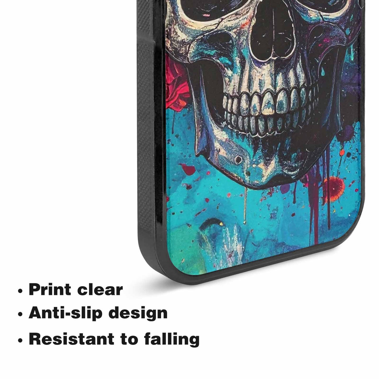 iPhone 15 Case — Skulls Roses Acid Wash Custom, Custom Print Case Cover