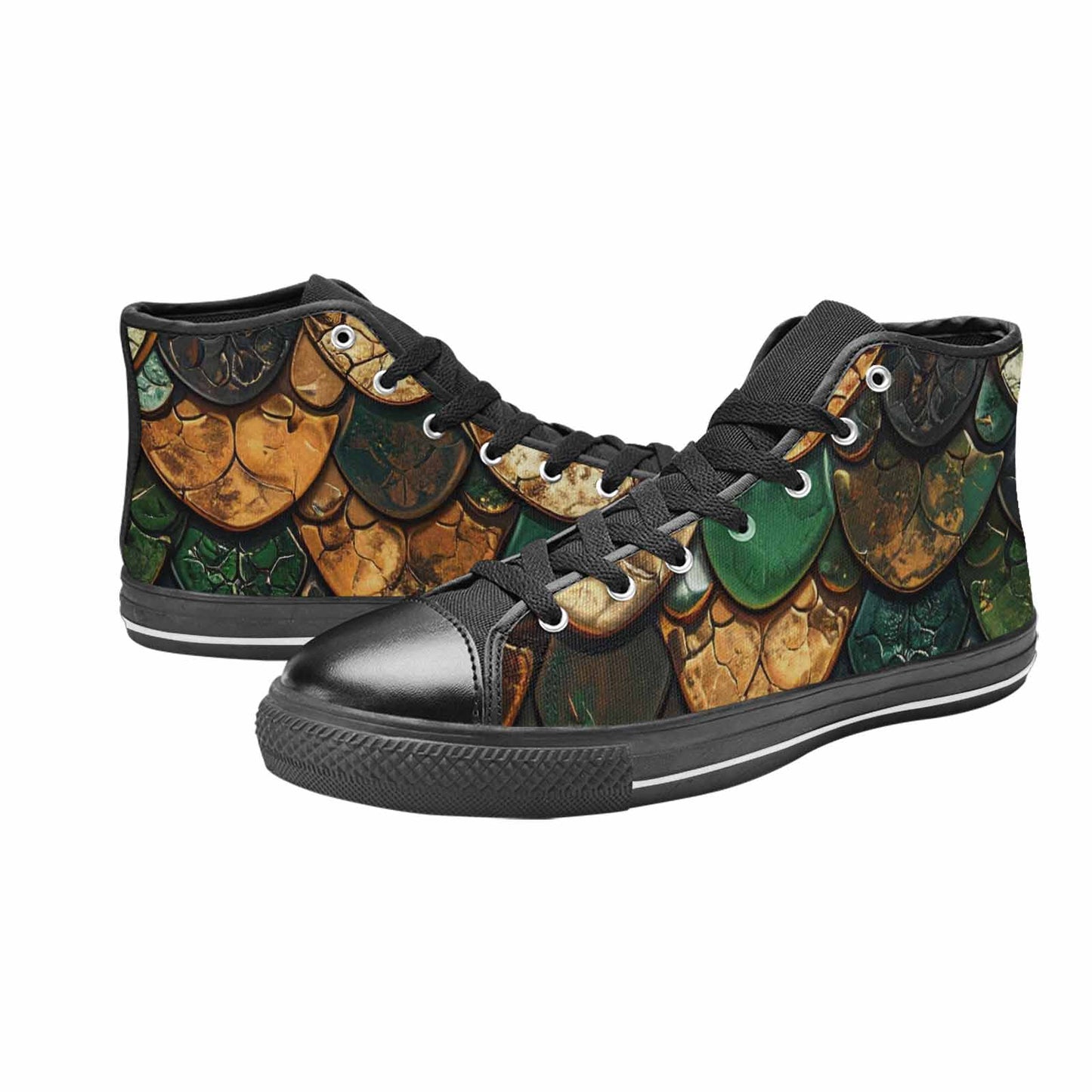MEN'S Snake Skin Reptile High Top Canvas Neon Fantasy Custom Sneakers