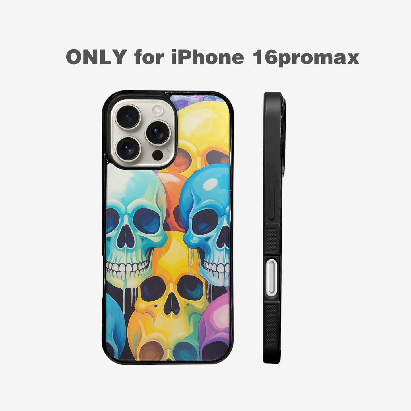 iPhone 16 Pro Max Case — Dripping Candy Skulls, Custom Phone Case