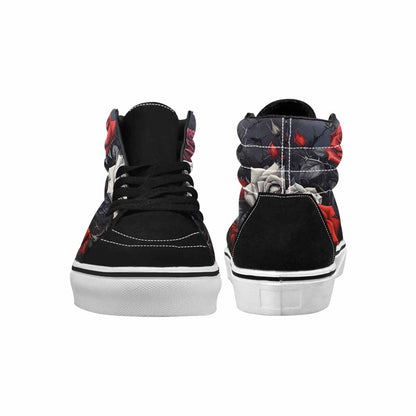 WOMEN'S Black Gothic Rose High Top Canvas Neon Fantasy Sneakers