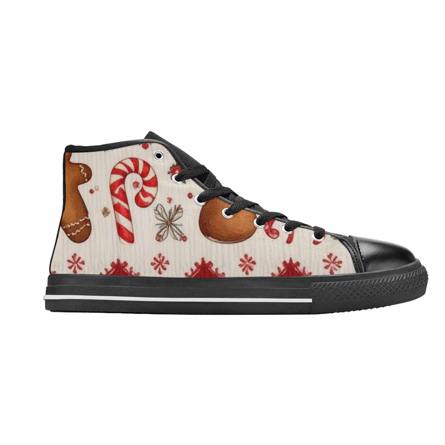 WOMEN'S Christmas Holly Snowflake High Top Canvas Wallpaper Art Custom Sneakers
