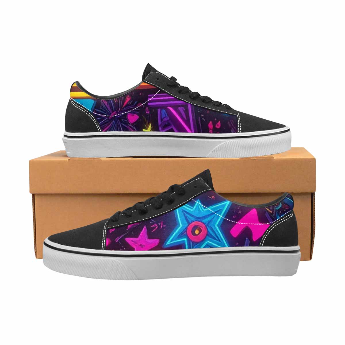 WOMEN'S 80s Retro Motif Lace-Up Canvas Grunge Custom Shoes