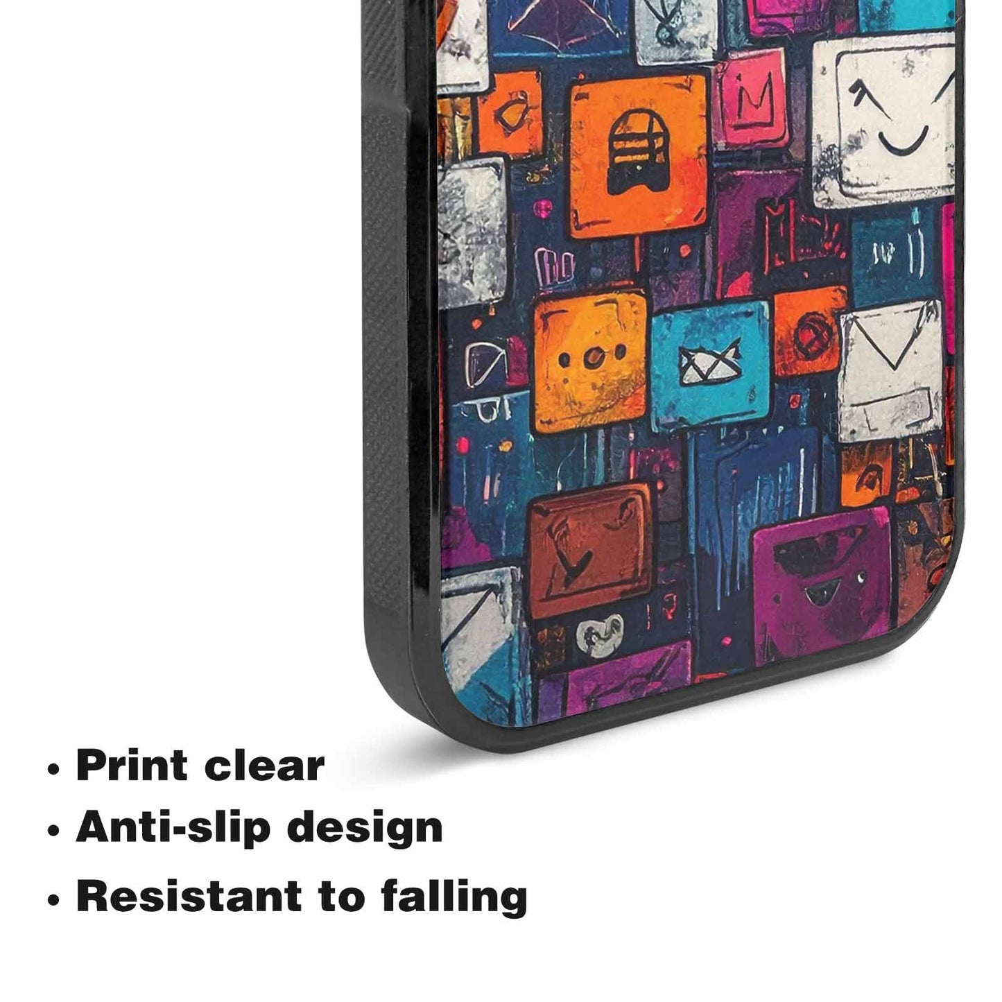 iPhone 15 Plus Case — Hand Drawn Icon Doodle Pattern Hundreds, Custom Art Phone Cover