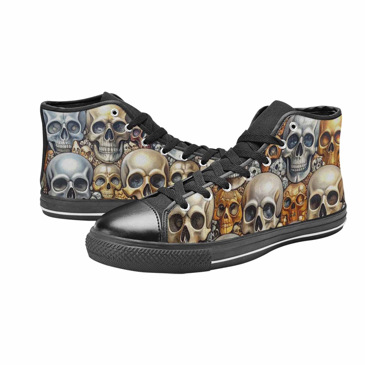MEN'S Skulls - Metallic-Chrome- High Top Canvas Aesthetic Sneakers