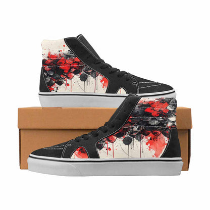 WOMEN'S Reptile Black & Red Ink High Top Canvas Bold Print Grunge Original Art Sneakers