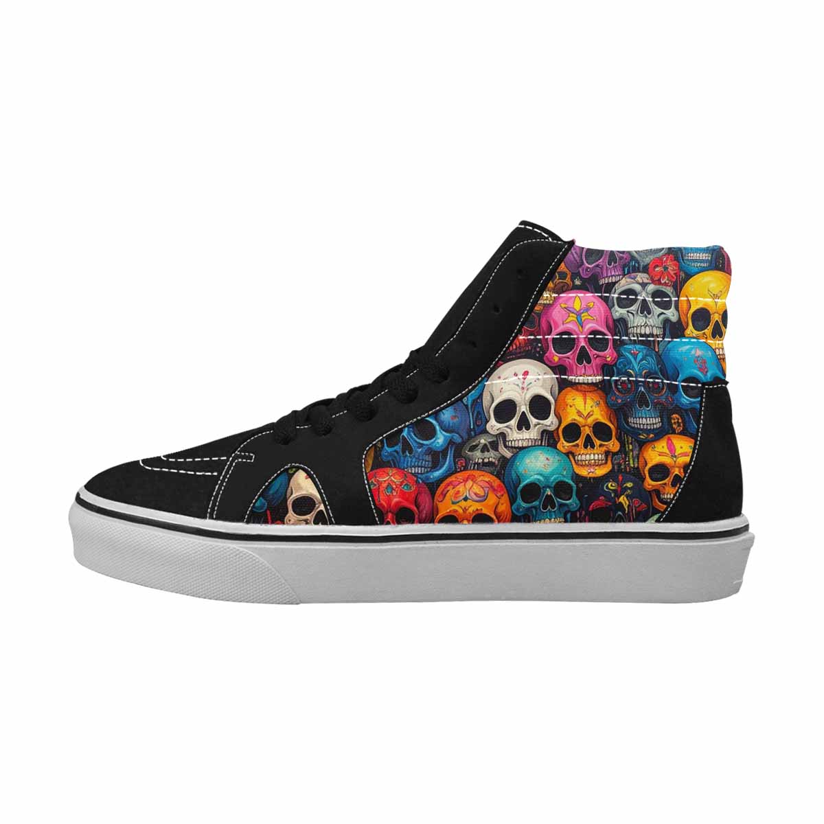 MEN'S Skulls (general) Skulls High Top Canvas Cottagecore Custom Sneakers