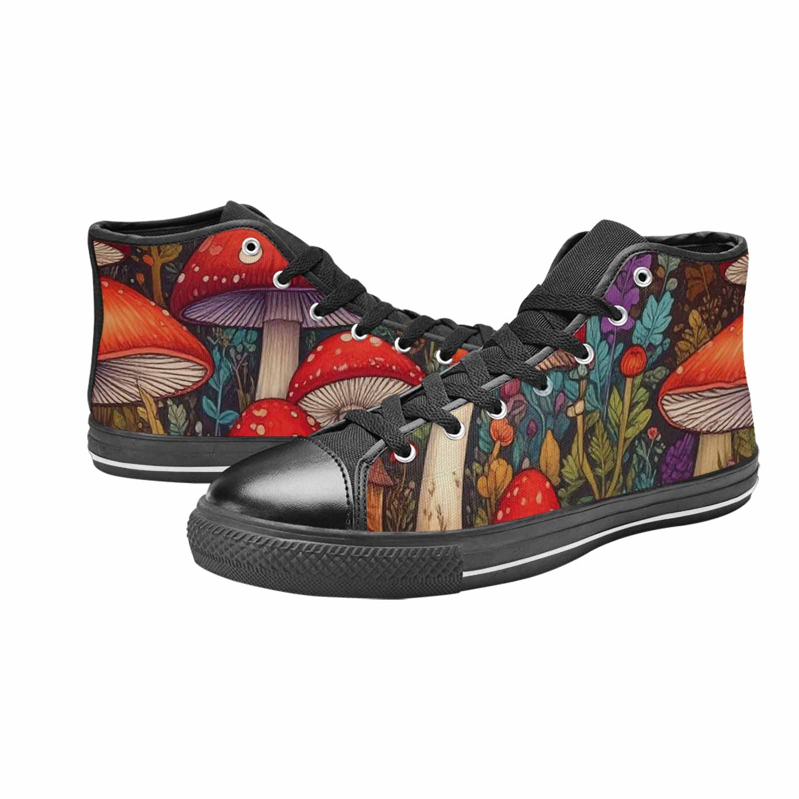 MEN'S Mushroom High Top Canvas Neon Fantasy Custom Sneakers