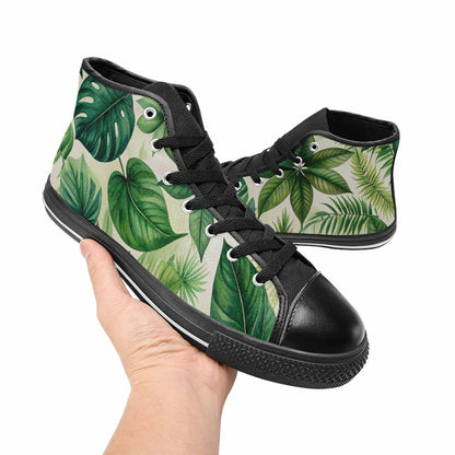 WOMEN'S Seven-Point Palmate Leaf High Top Canvas Cottagecore Sneakers