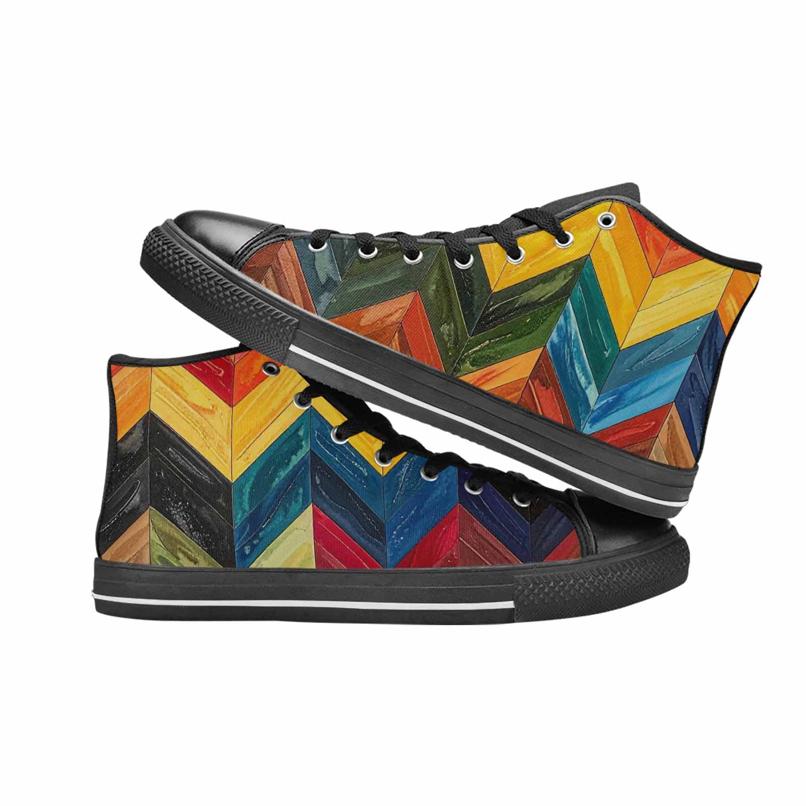 MEN'S Progress Pride Flag High Top Canvas Neon Fantasy Shoes
