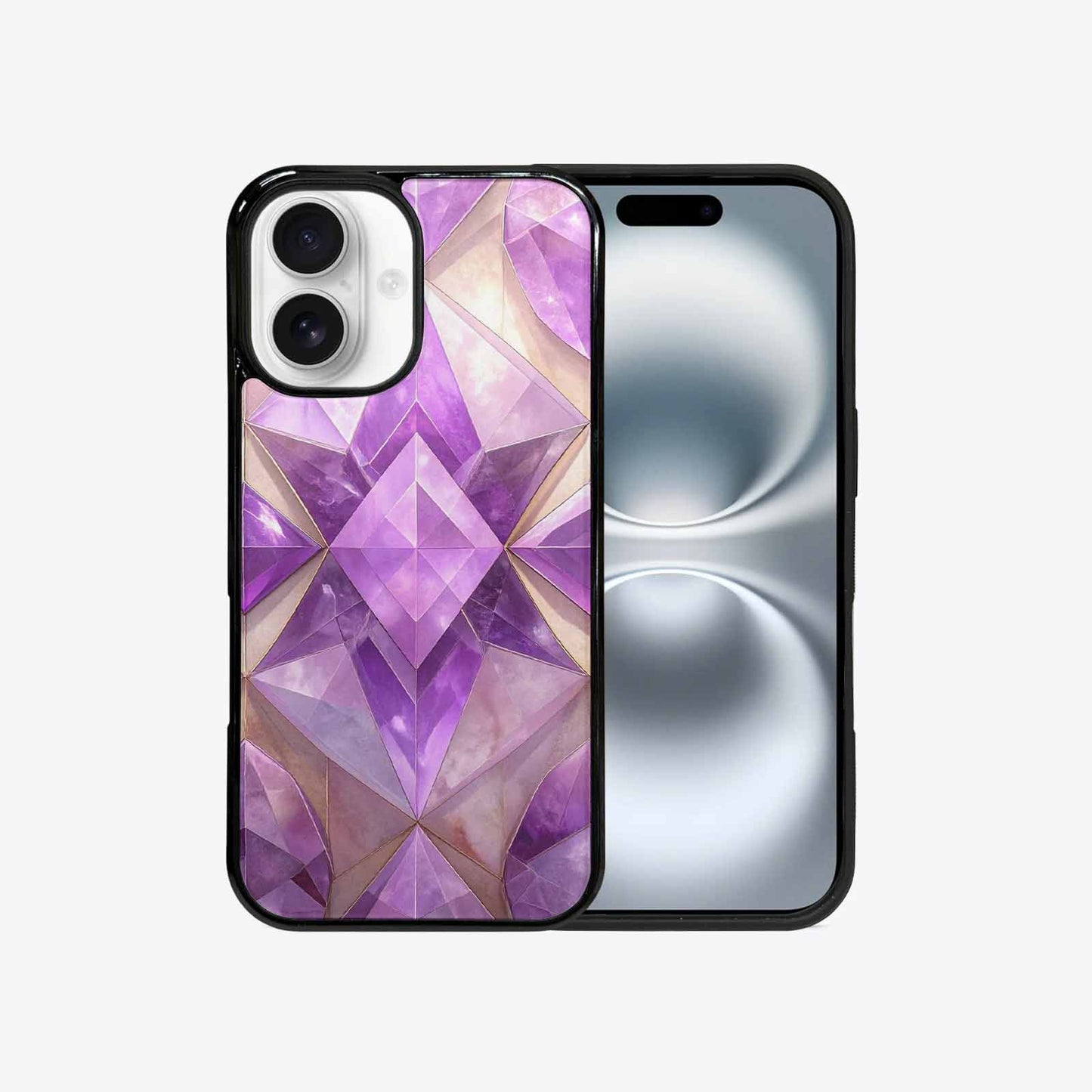 iPhone 16 Case — Amethyst Crystal Art Pattern, Custom Made Phone Cover