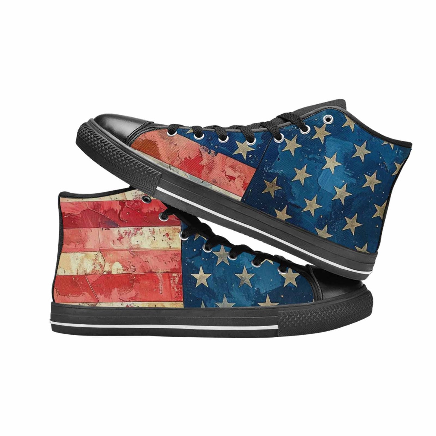 MEN'S American Flag Stars High Top Canvas Aesthetic Custom Sneakers