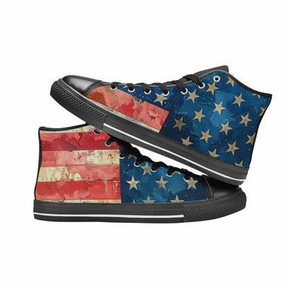 MEN'S American Flag Stars High Top Canvas Aesthetic Custom Sneakers