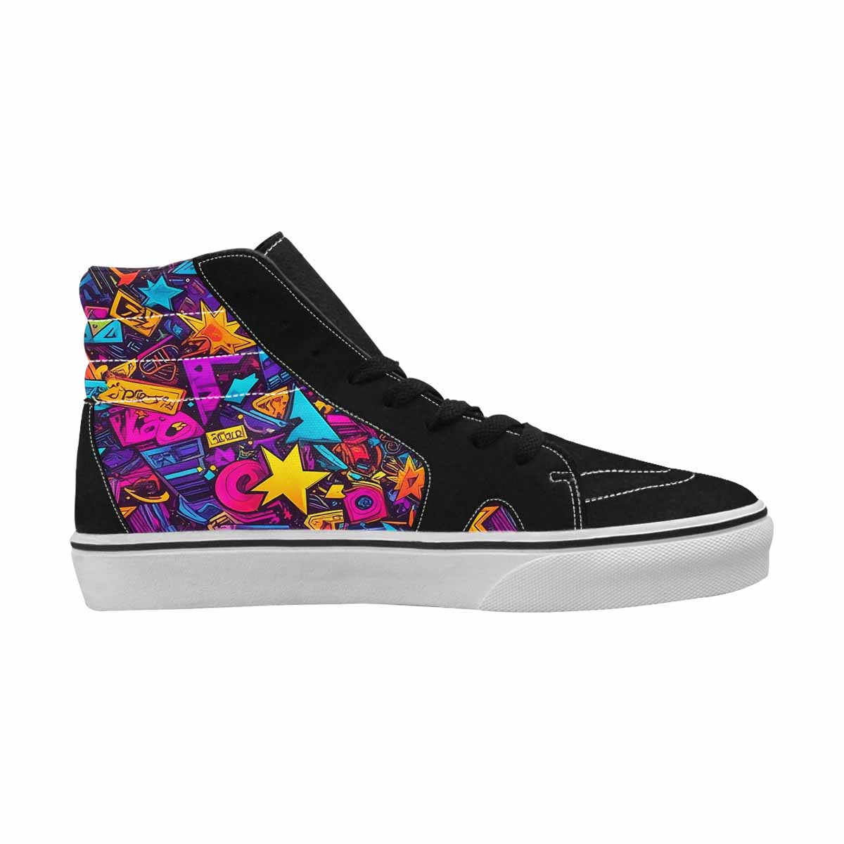 MEN'S 80s Retro Motif 80s High Top Canvas Cottagecore Custom Sneakers
