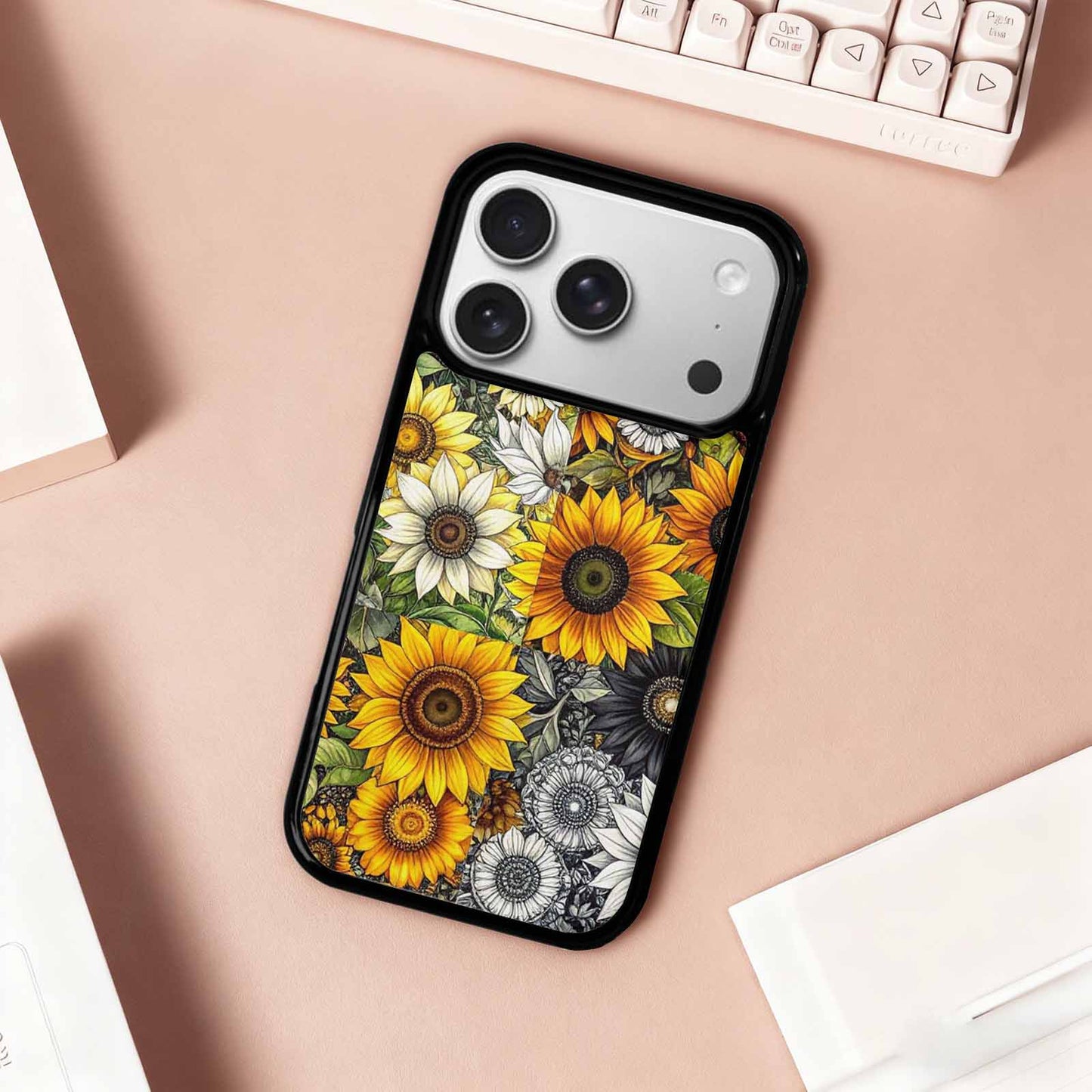 iPhone 17 Pro Case — Small Sunflower Pattern Randomly Varying Floral, Personalized Phone Case